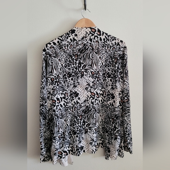Chico's Lux Soft Animal Print Open Cardigan, Women's XL, Cream, Black & Brown - Picture 5 of 7